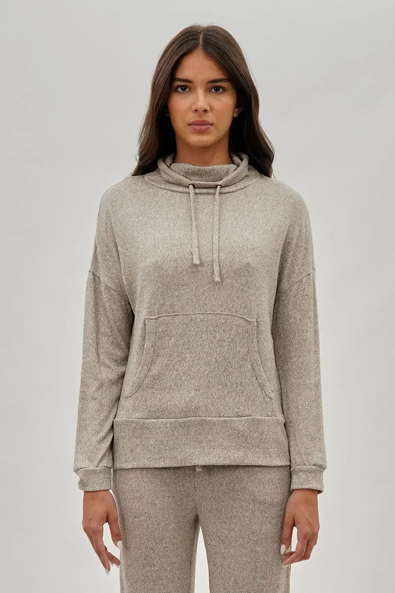 Fahrenheit Cowl Neck Sweatshirt - Cream sold by Fairweather