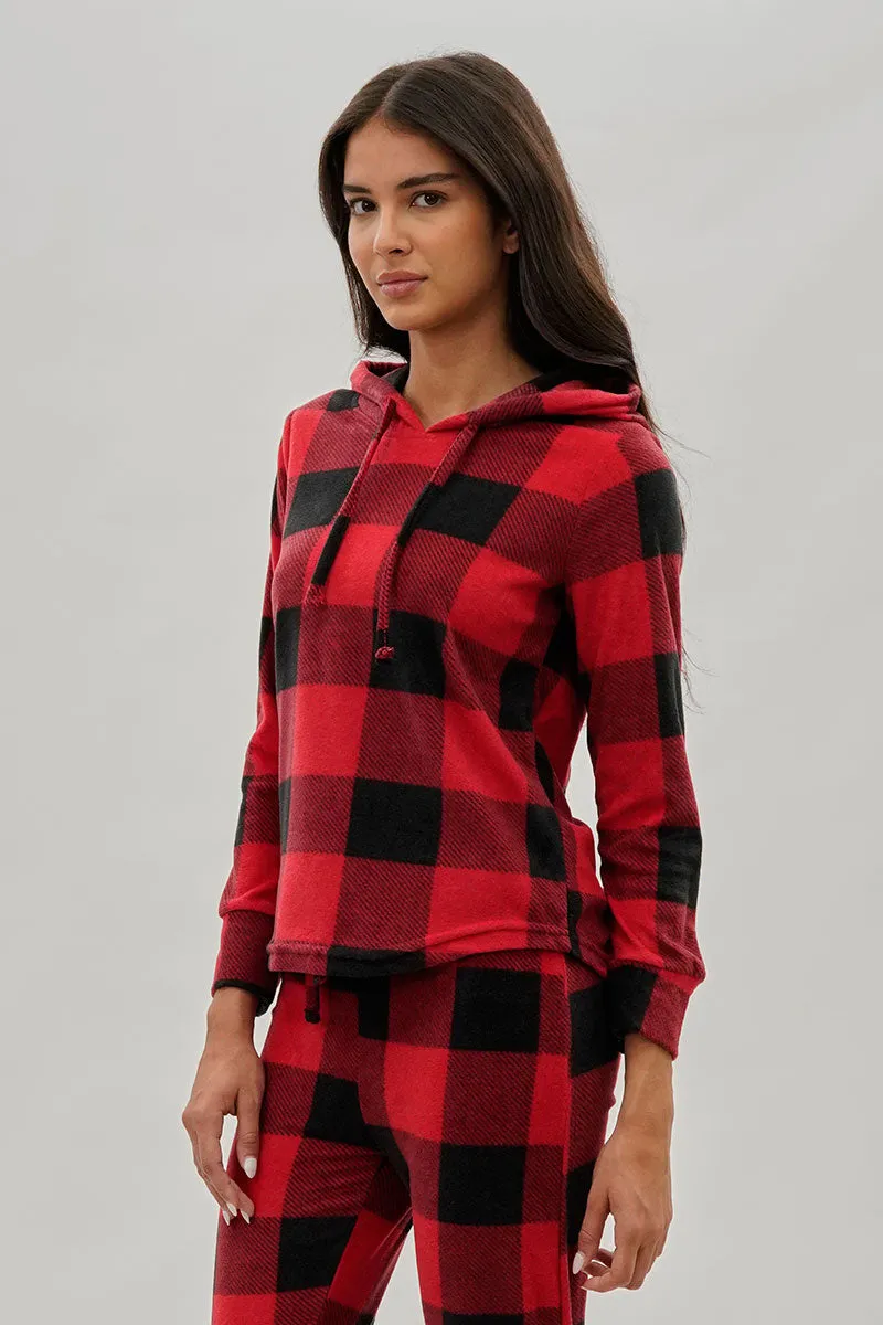 Canada Weather Gear Plaid Hooded Pajama Top - Red sold by Fairweather product image thumbnail 2