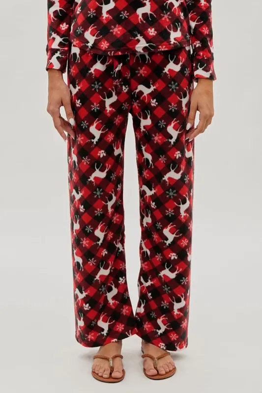 Canada Weather Gear Festive Print Wide Leg Pajama Pants - Red sold by Fairweather
