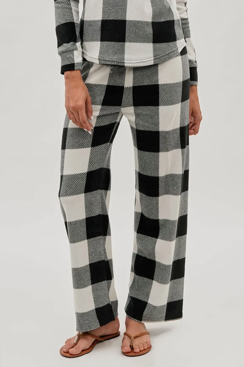 Canada Weather Gear Plaid Print Wide Leg Pajama Pants - White sold by Fairweather
