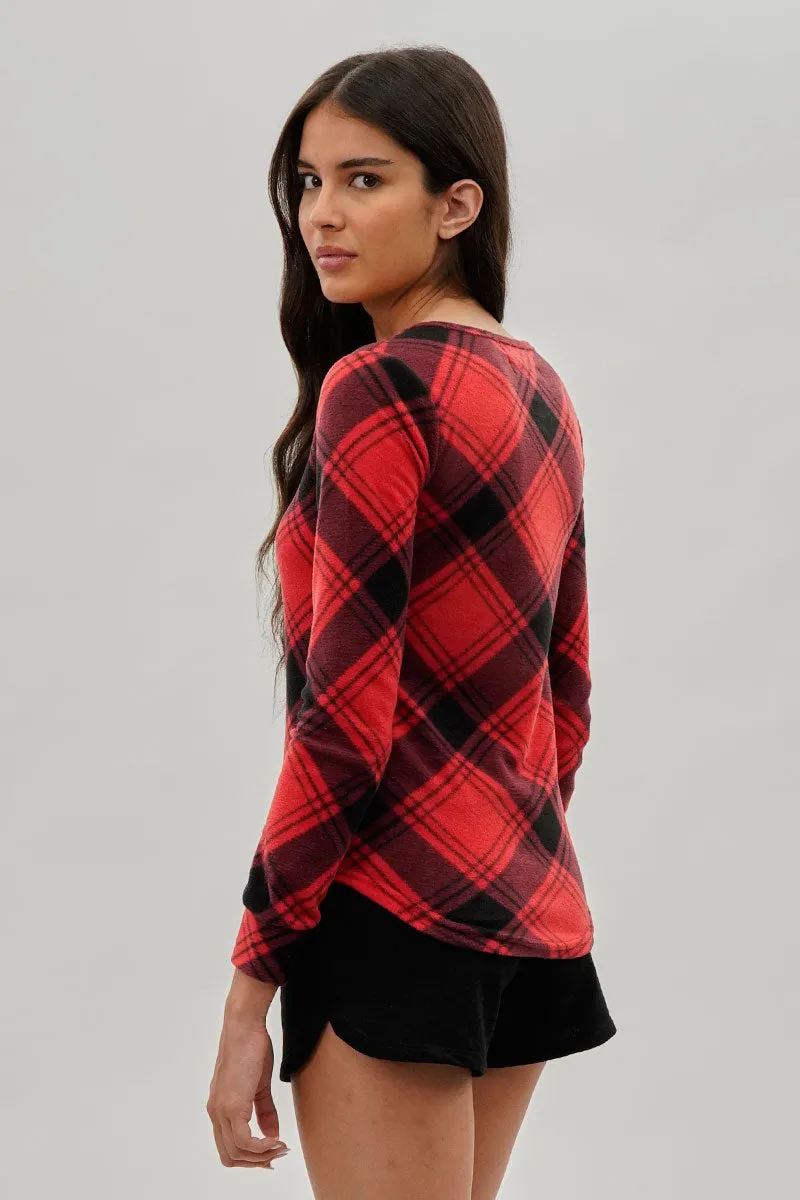 Canada Weather Gear Tartan Plaid Henley Pajama Top - Red sold by Fairweather product image thumbnail 3