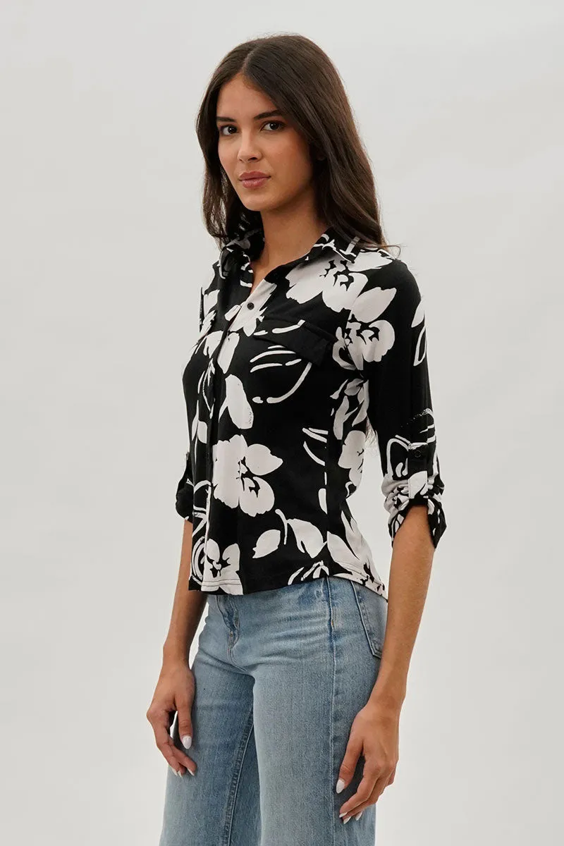 International INC Company Floral Button Up Shirt - Black sold by Fairweather product image thumbnail 2