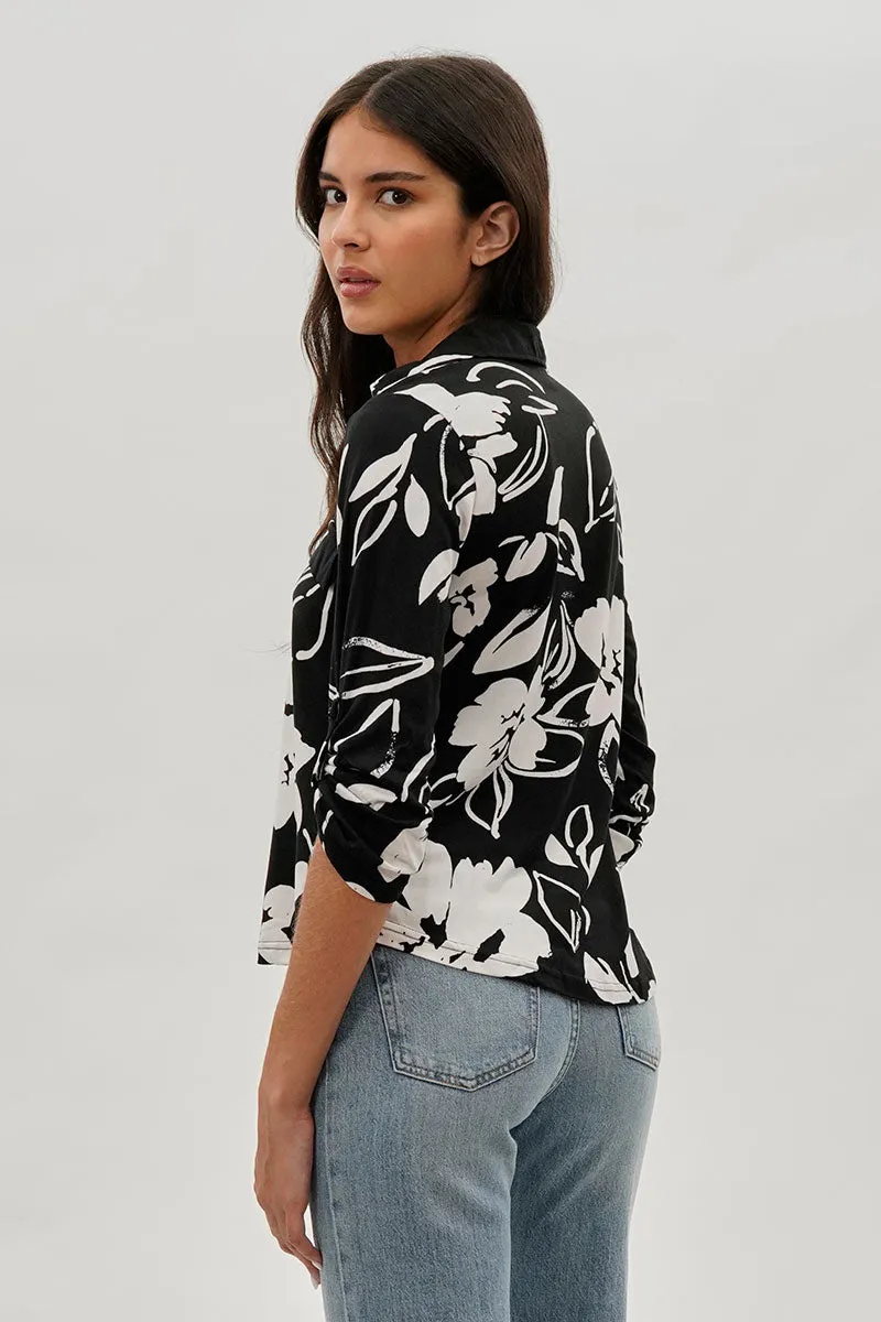 International INC Company Floral Button Up Shirt - Black sold by Fairweather product image thumbnail 3