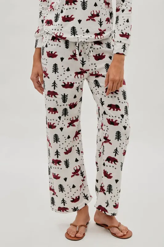 Canada Weather Gear Winter Print Wide Leg Pajama Pants - White sold by Fairweather