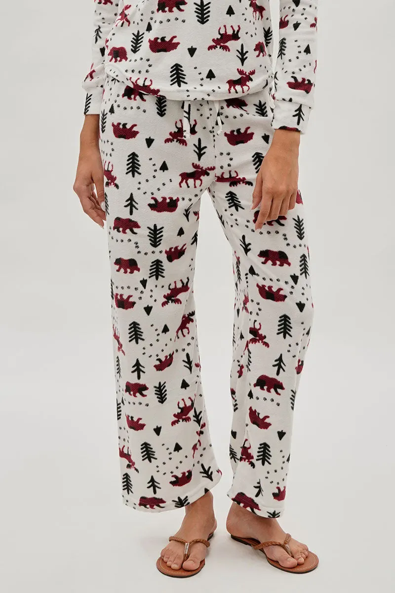 Canada Weather Gear Winter Print Wide Leg Pajama Pants - White sold by Fairweather