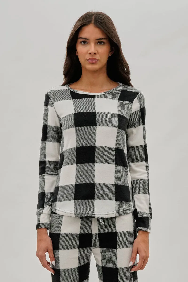 Canada Weather Gear Plaid Print Crewneck Pajama Top - White sold by Fairweather