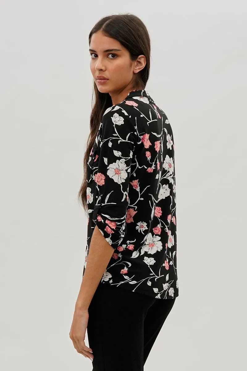 International INC Company Floral Half Zip Blouse - Black sold by Fairweather product image thumbnail 3
