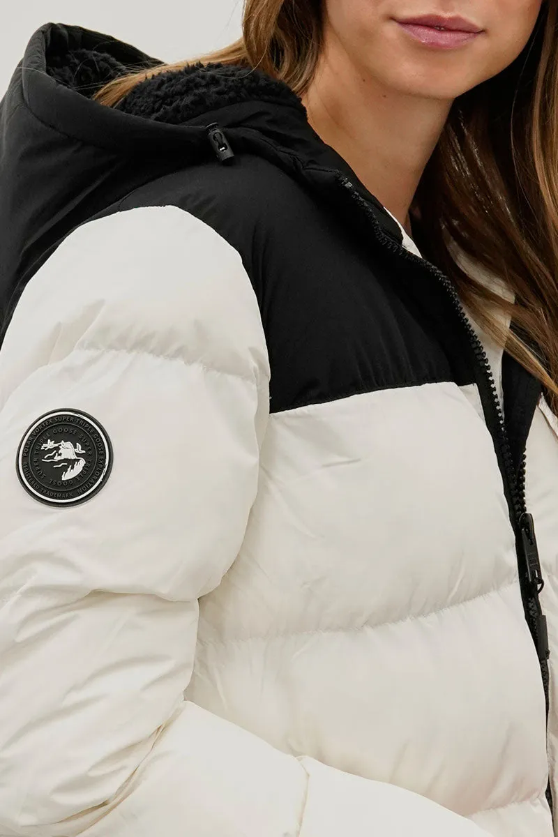 Super Triple Goose Colour Block Bomber Jacket - White sold by Fairweather product image thumbnail 4