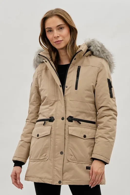 Canada Weather Gear Faux Fur Lined Parka Jacket - Beige sold by Fairweather