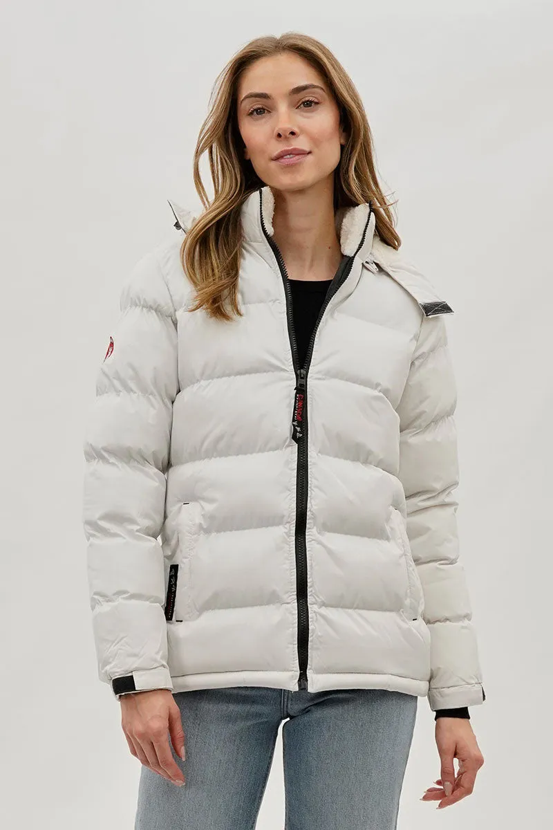 Canada Weather Gear Sherpa Lined Collar Bomber Jacket - White sold by Fairweather