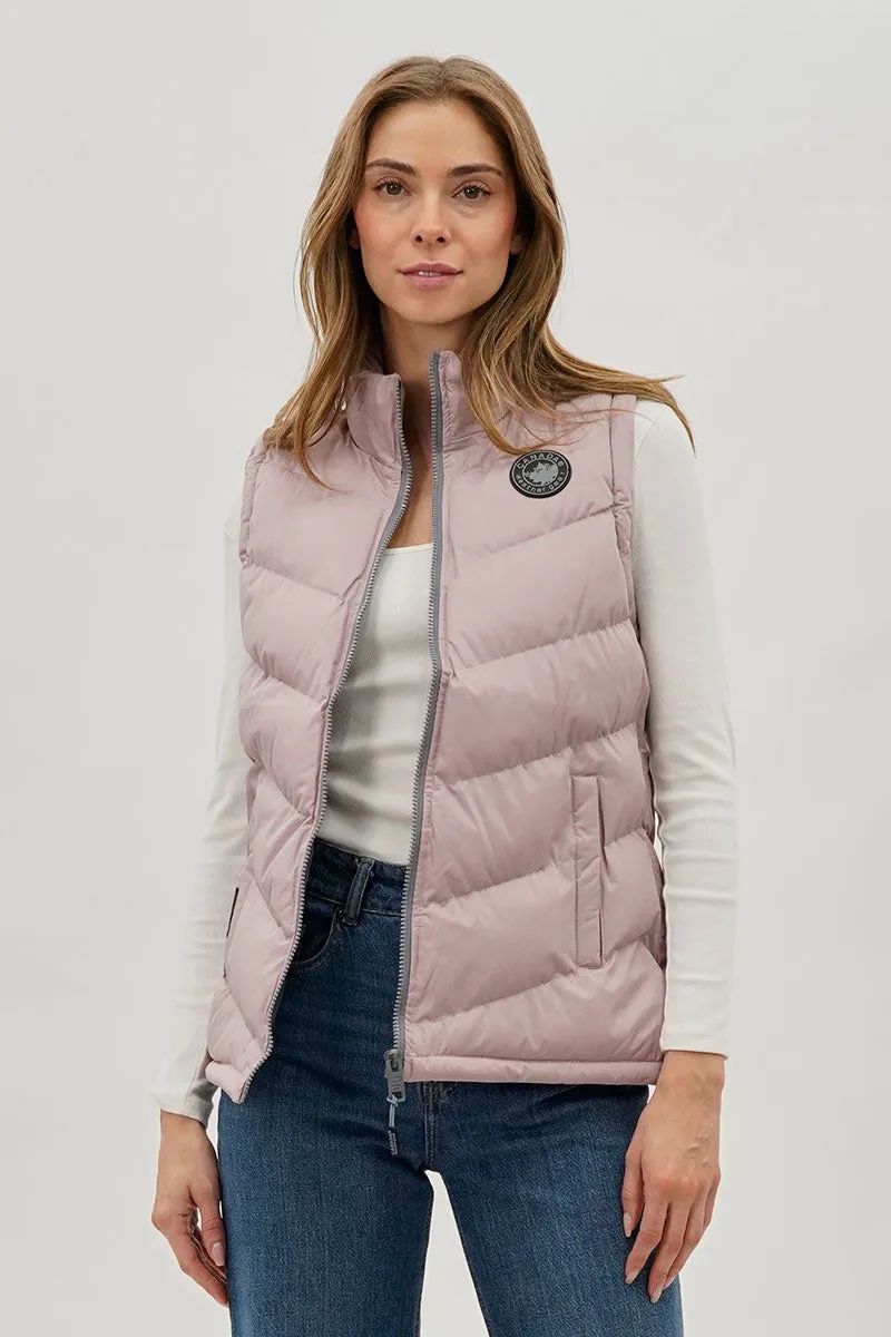 Canada Weather Gear Chevron Puffer Vest - Blush sold by Fairweather