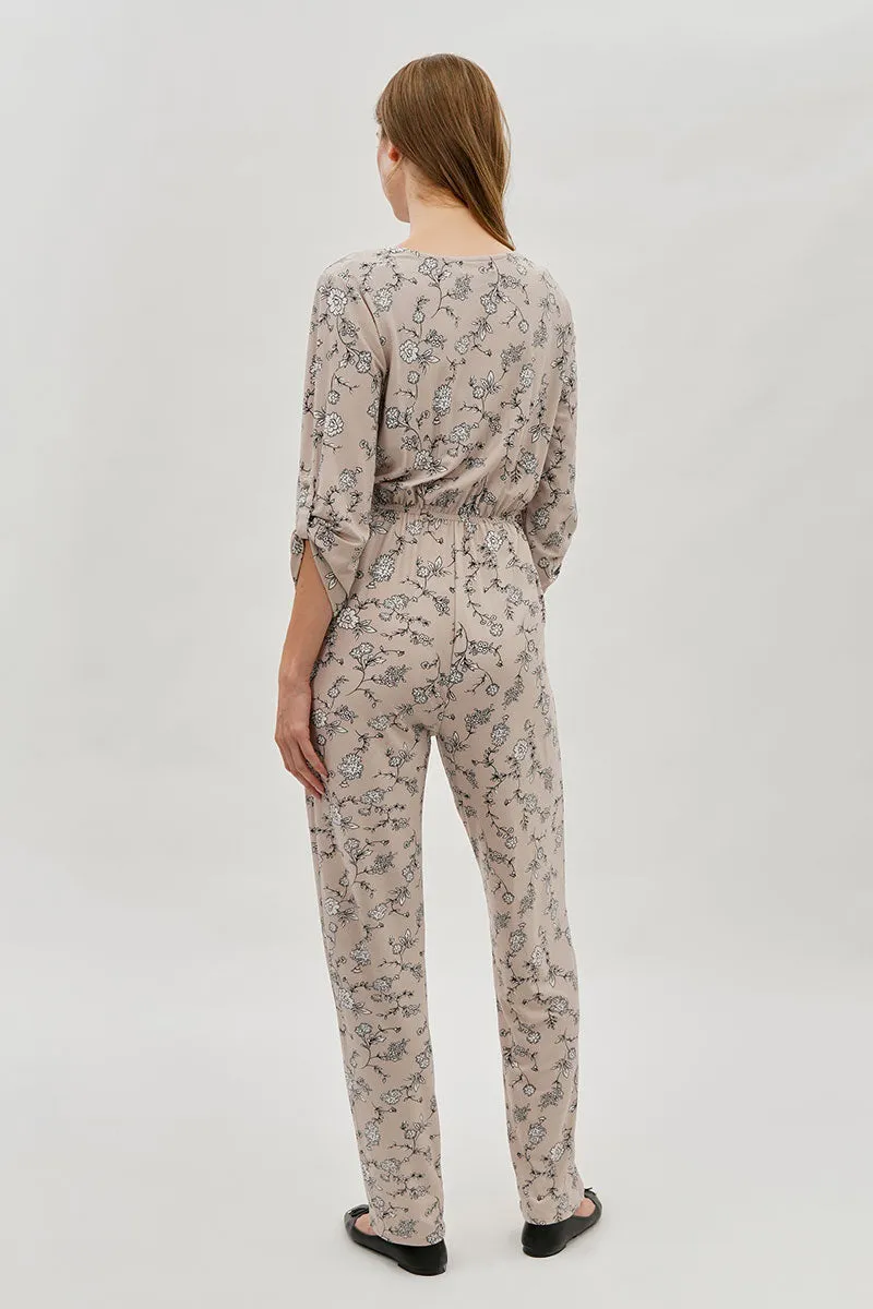 International INC Company Floral Print Half Zip Jumpsuit - Beige sold by Fairweather product image thumbnail 3