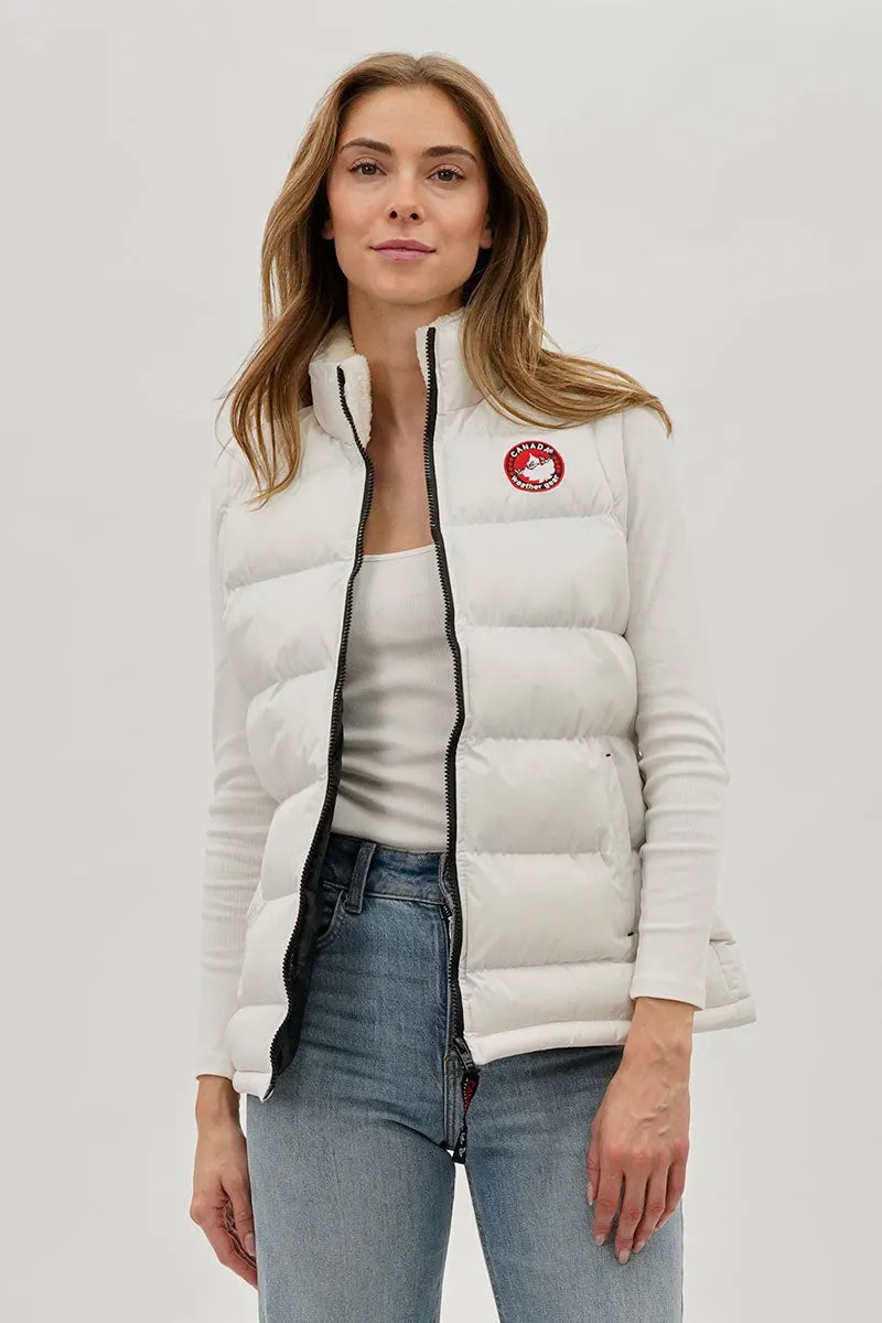 Canada Weather Gear Fleece Lined Collar Puffer Vest - White sold by Fairweather