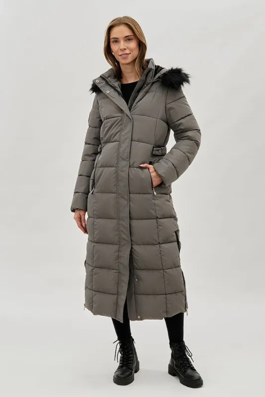 Canada Weather Gear Long Faux Fur Lined Parka Jacket - Black sold by Fairweather