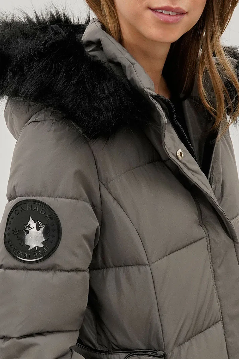 Canada Weather Gear Long Faux Fur Lined Parka Jacket - Grey sold by Fairweather product image thumbnail 4