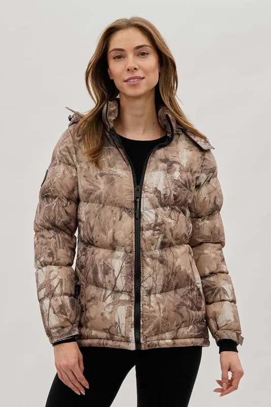 Canada Weather Gear Camo Print Chevron Bomber Jacket - Brown sold by Fairweather