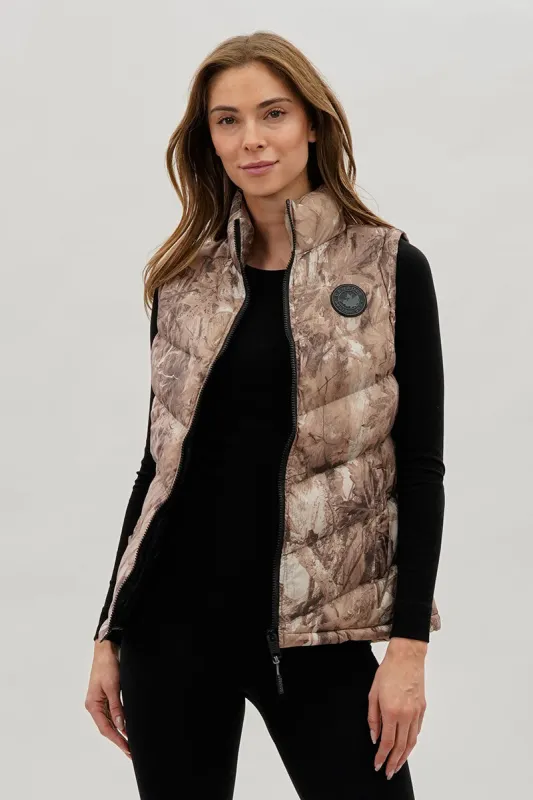 Canada Weather Gear Camo Print Chevron Puffer Vest - Brown sold by Fairweather