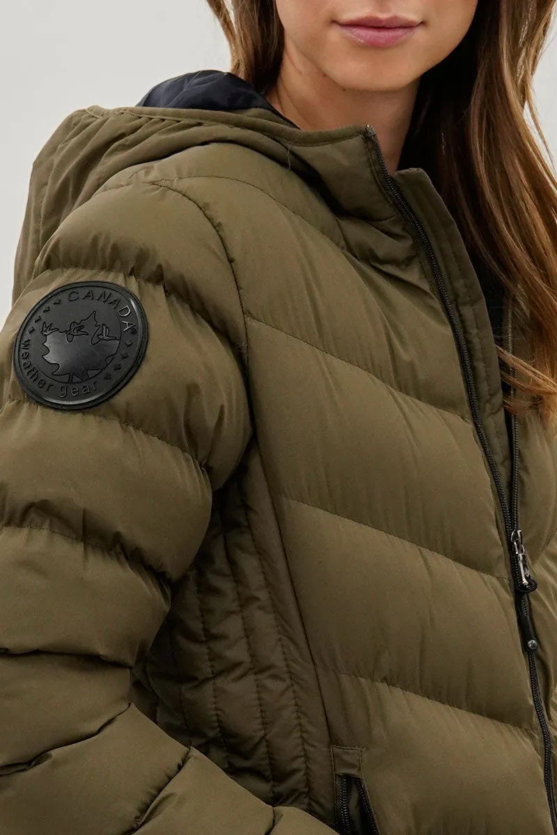 Canada Weather Gear Chevron Quilted Bomber Jacket - Olive sold by Fairweather product image thumbnail 4