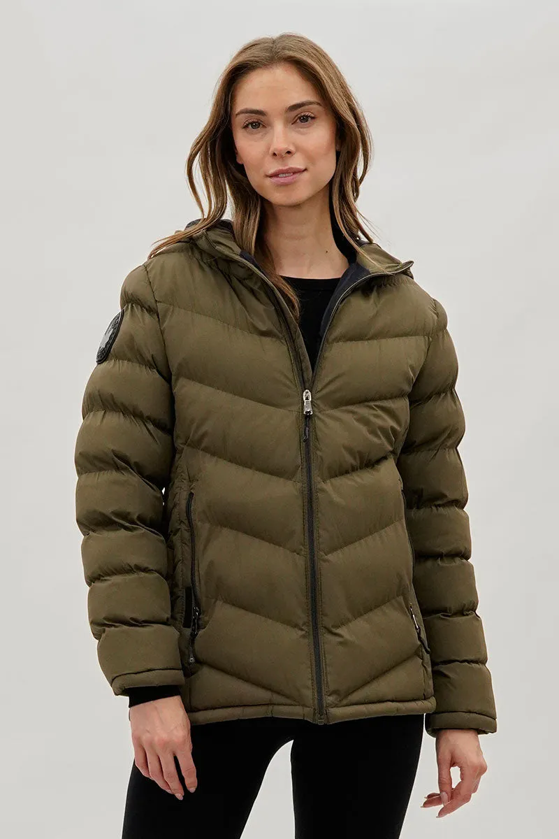 Canada Weather Gear Chevron Quilted Bomber Jacket - Olive sold by Fairweather