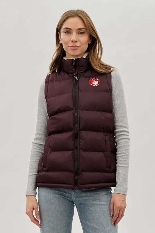 Canada Weather Gear Fleece Lined Collar Puffer Vest - Burgundy sold by Fairweather