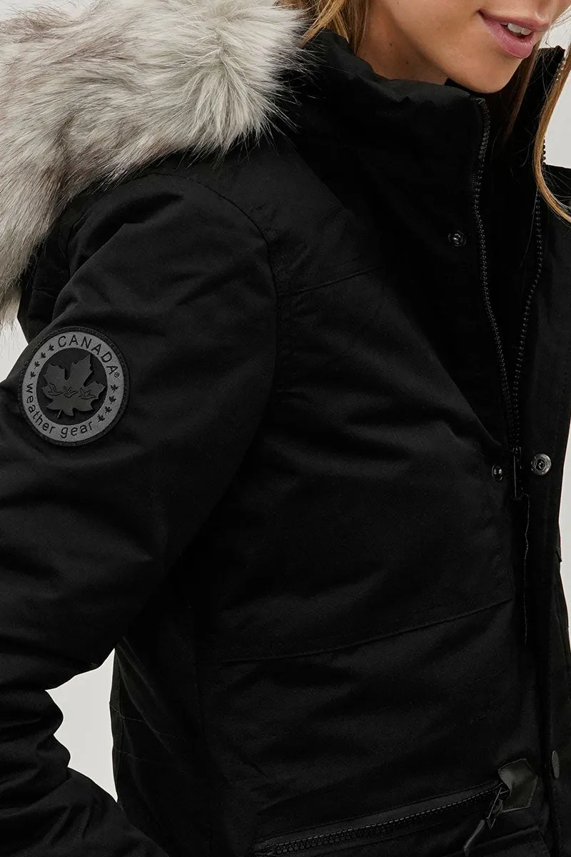 Faux Fur Lined Parka Jacket - Black sold by Fairweather product image thumbnail 4