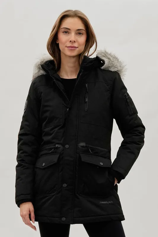Faux Fur Lined Parka Jacket - Black made by Fairweather
