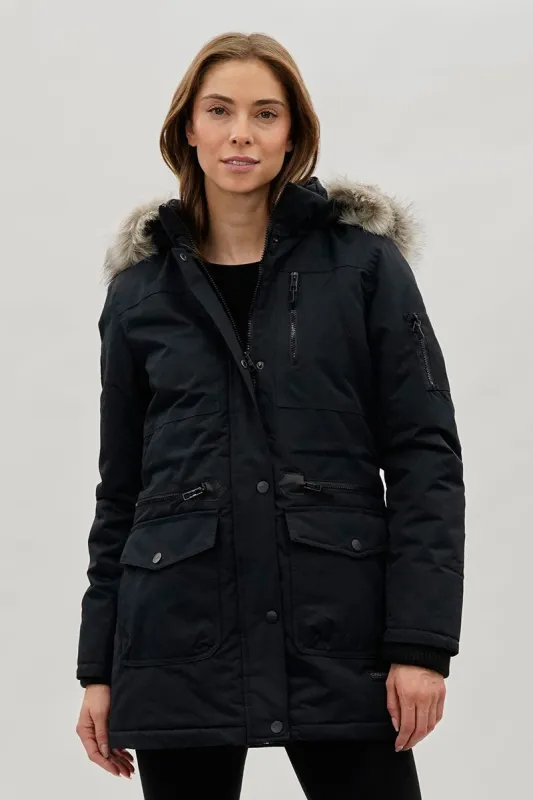 Canada Weather Gear Faux Fur Lined Parka Jacket - Navy sold by Fairweather