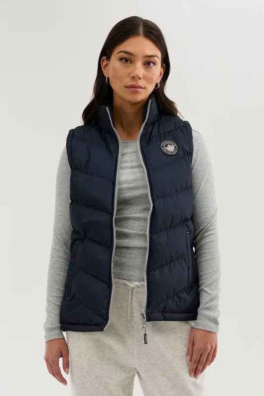 Canada Weather Gear Chevron Puffer Vest - Navy sold by Fairweather