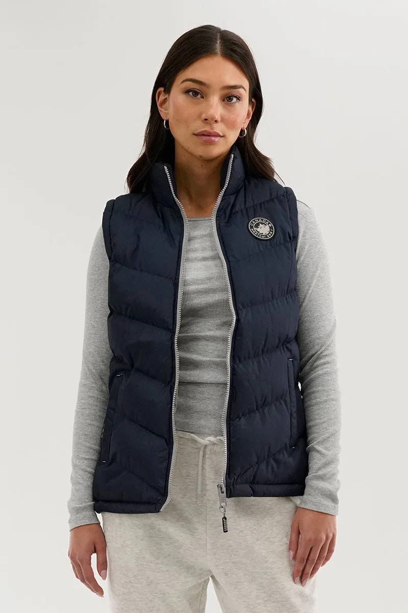 Canada Weather Gear Chevron Puffer Vest - Navy sold by Fairweather