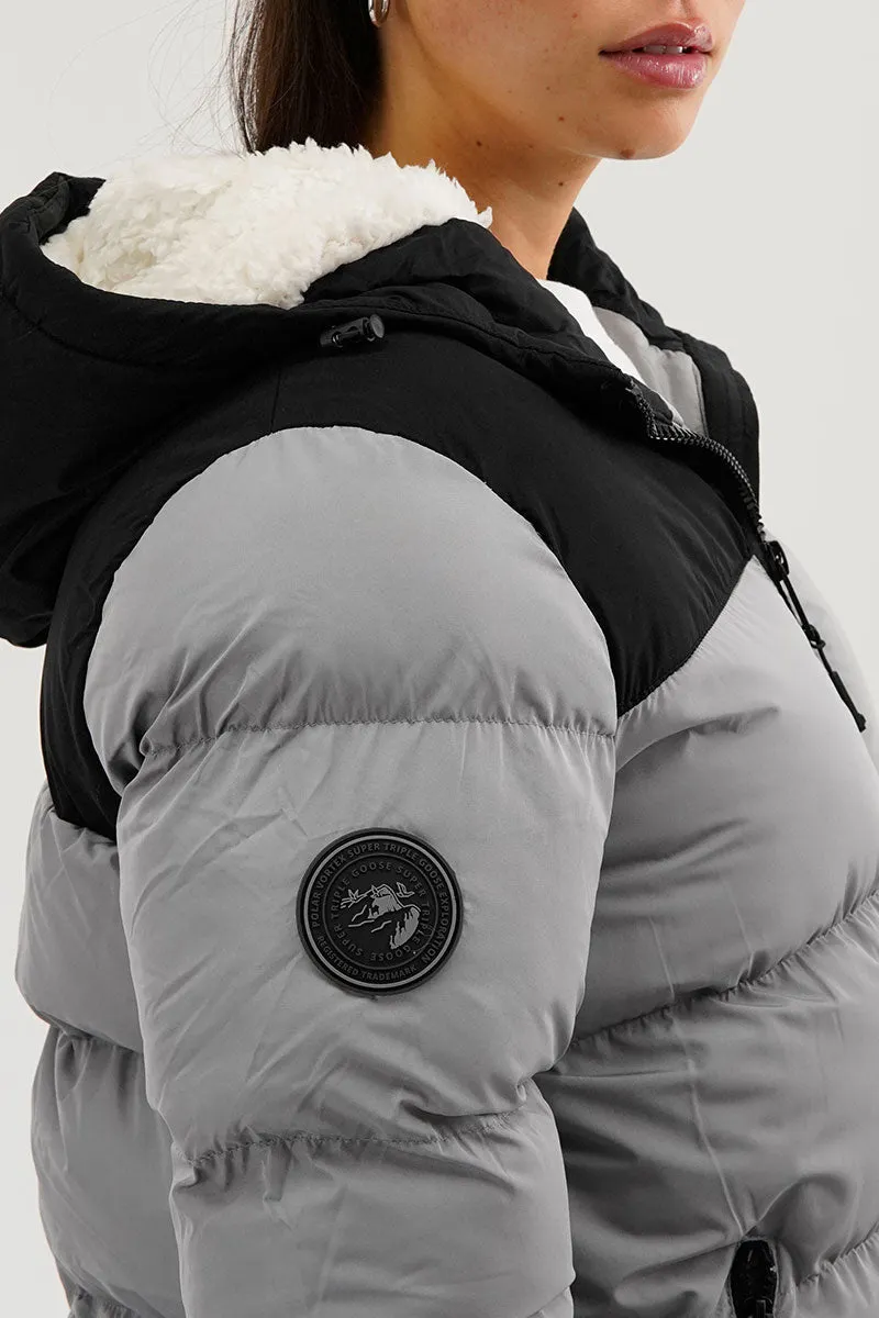 Super Triple Goose Colour Block Bomber Jacket - Grey sold by Fairweather product image thumbnail 4