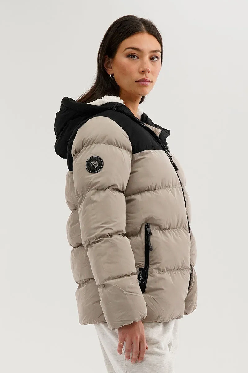 Super Triple Goose Colour Block Bomber Jacket - Beige sold by Fairweather product image thumbnail 2