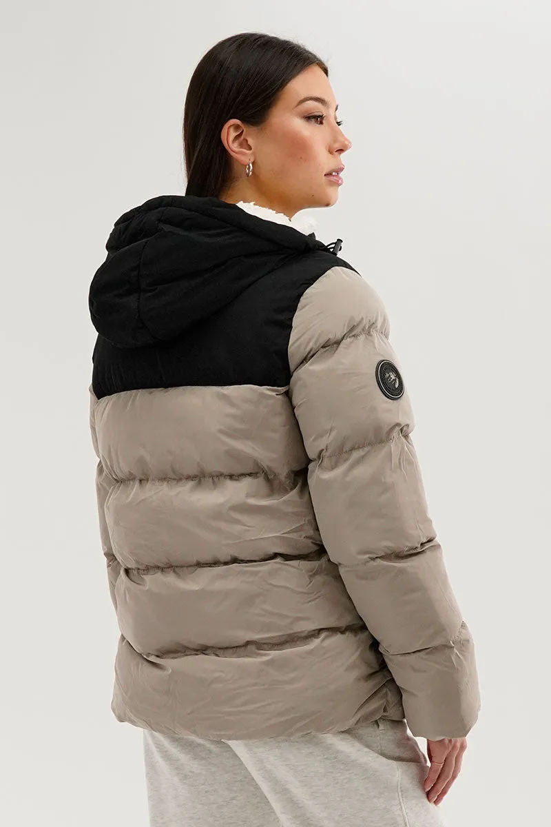 Super Triple Goose Colour Block Bomber Jacket - Beige sold by Fairweather product image thumbnail 3