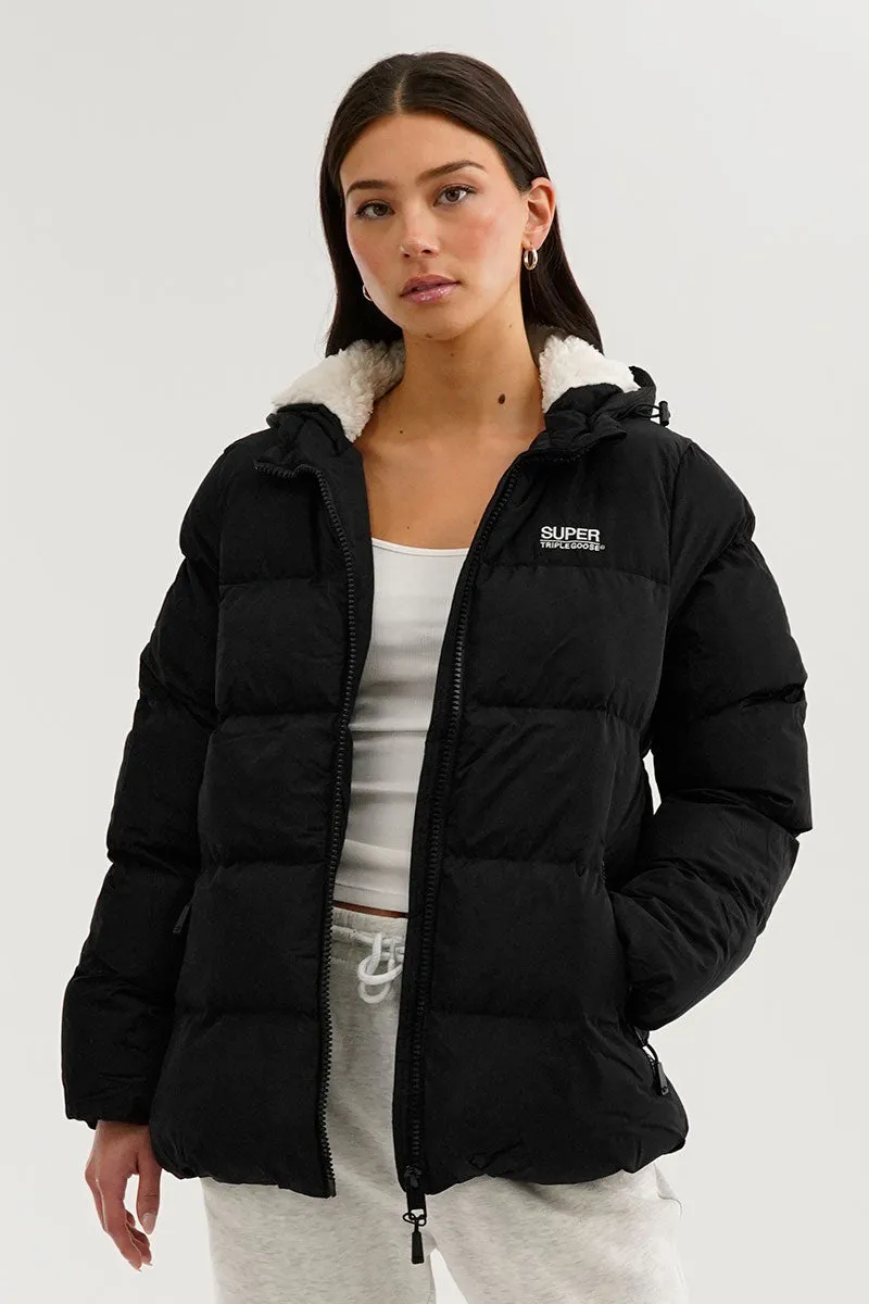 Super Triple Goose Colour Block Bomber Jacket - Black sold by Fairweather