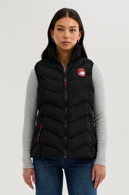 Canada Weather Gear Chevron Bubble Vest - Black sold by Fairweather