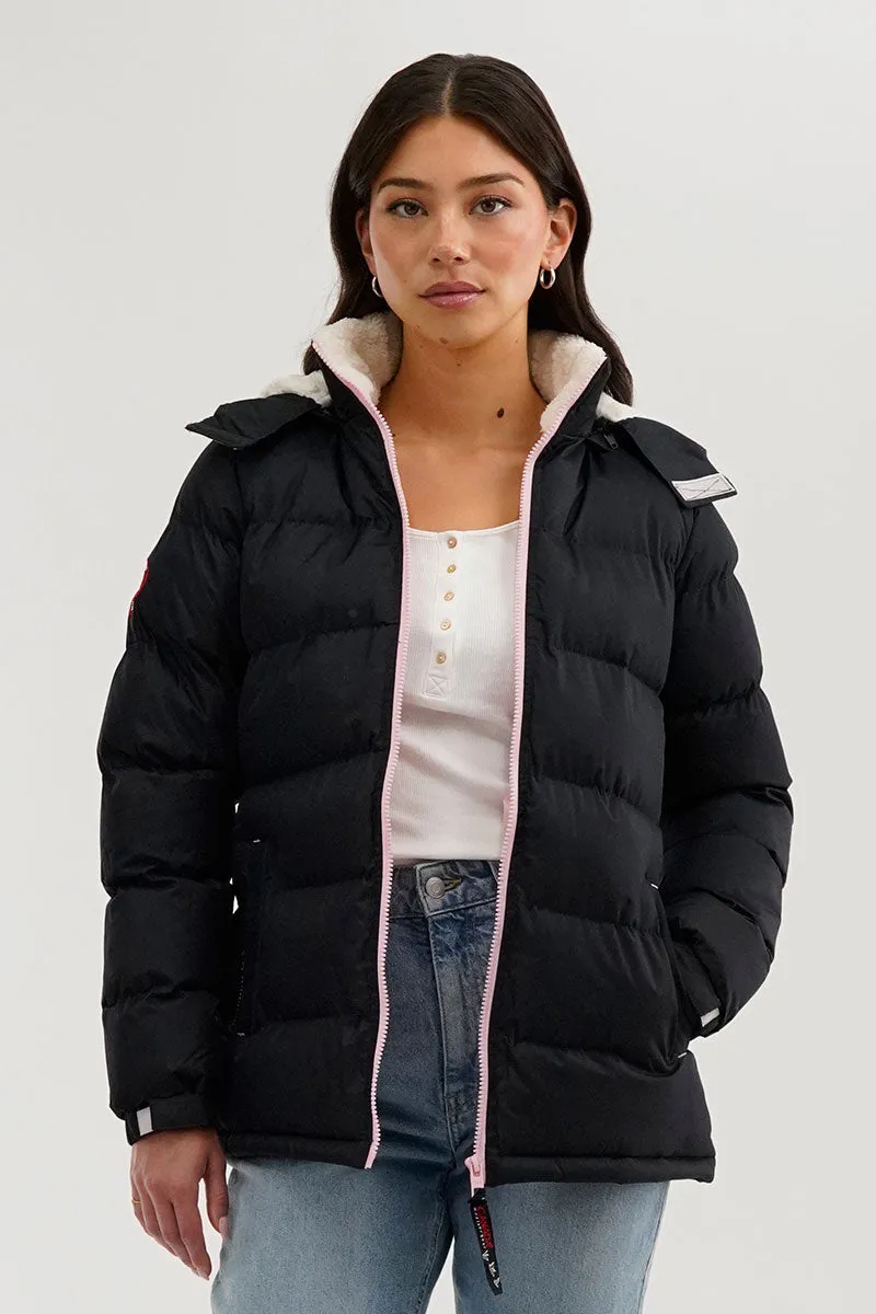 Canada Weather Gear Sherpa Lined Collar Bomber Jacket - Navy sold by Fairweather