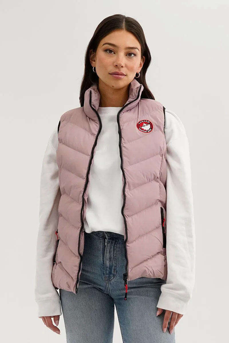 Canada Weather Gear Chevron Bubble Vest - Pink sold by Fairweather