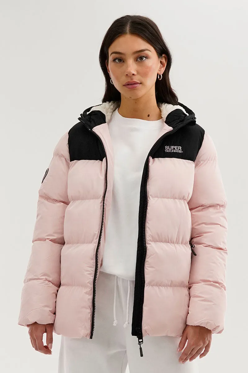 Super Triple Goose Colour Block Bomber Jacket - Pink sold by Fairweather