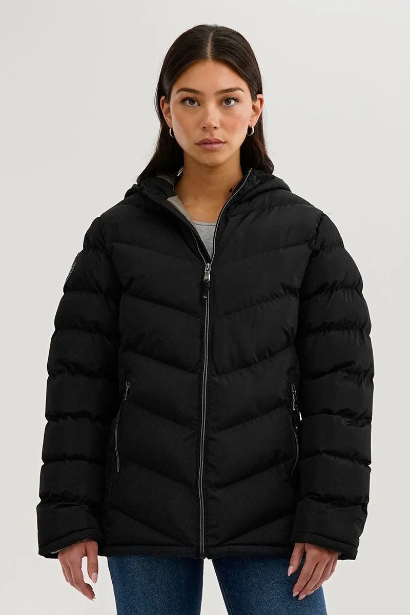 Canada Weather Gear Chevron Quilted Bomber Jacket - Black sold by Fairweather