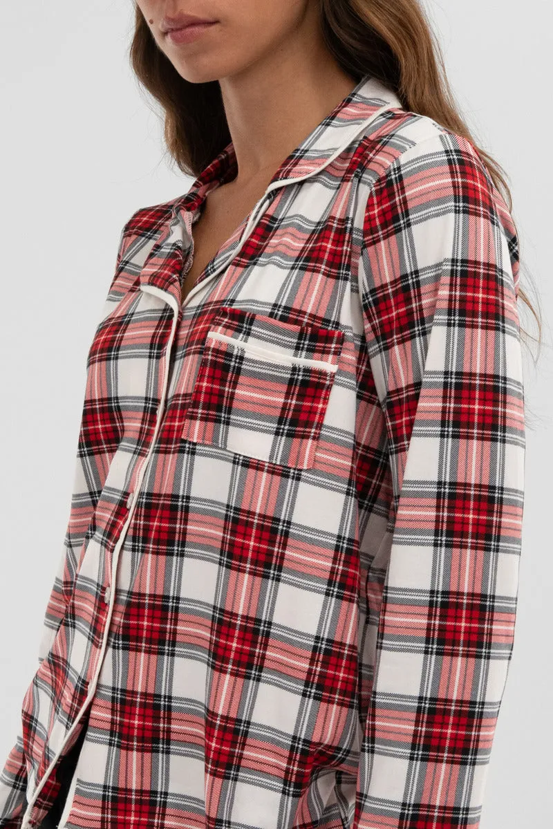 Canada Weather Gear Plaid Button Down Pajama Top - White sold by Fairweather product image thumbnail 4