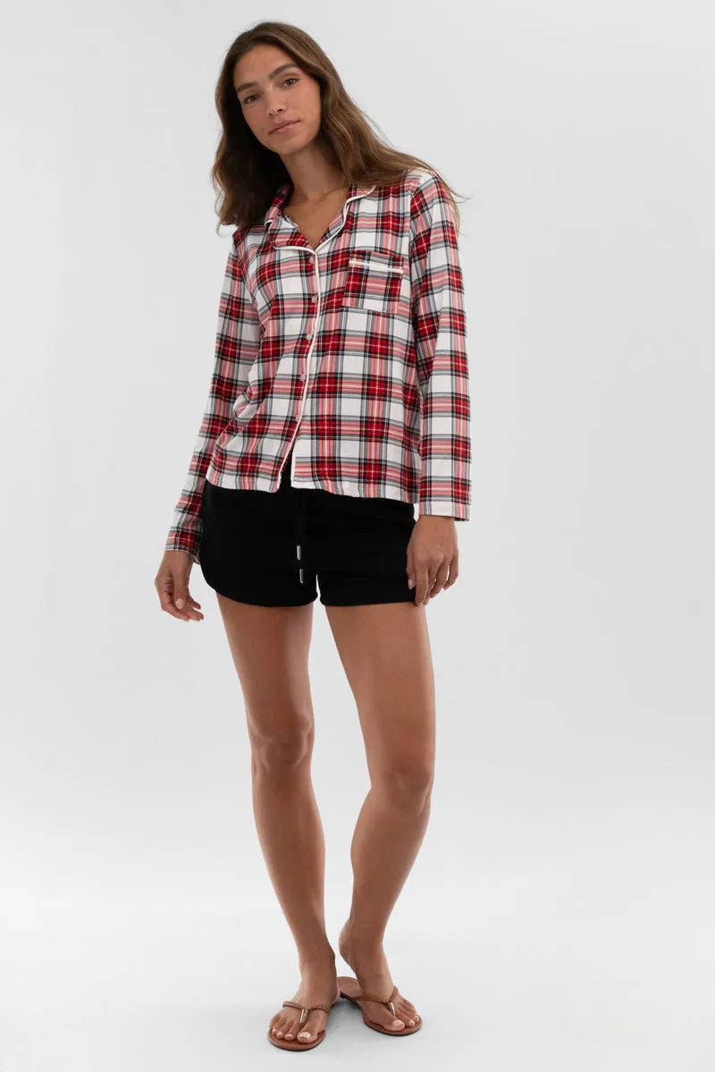 Canada Weather Gear Plaid Button Down Pajama Top - White sold by Fairweather product image thumbnail 5