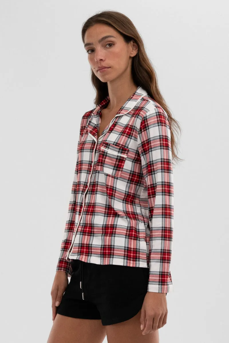 Canada Weather Gear Plaid Button Down Pajama Top - White sold by Fairweather product image thumbnail 2