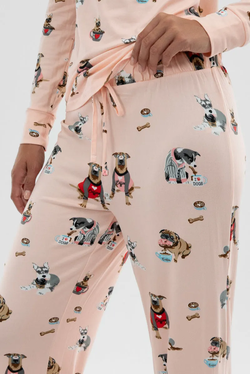 Canada Weather Gear Dog Print Wide Leg Pajama Pants - Blush sold by Fairweather product image thumbnail 4