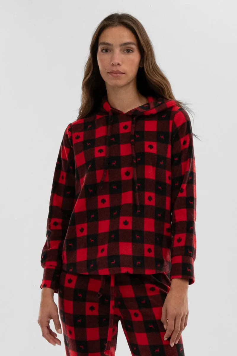 Canada Weather Gear Plaid Hooded Pajama Top - Red sold by Fairweather