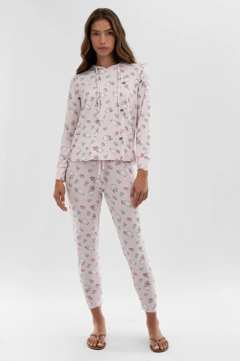 Canada Weather Gear Dog Print Hooded Pajama Top - Blush sold by Fairweather product image thumbnail 5