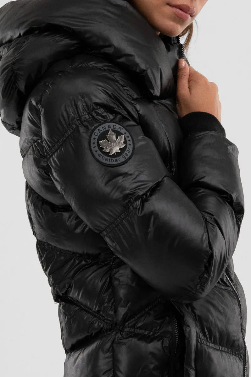 Canada Weather Gear Chevron Quilted Parka Jacket - Black sold by Fairweather product image thumbnail 4