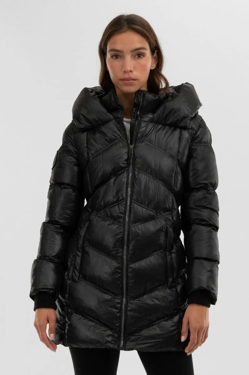 Canada Weather Gear Chevron Quilted Parka Jacket - Black sold by Fairweather
