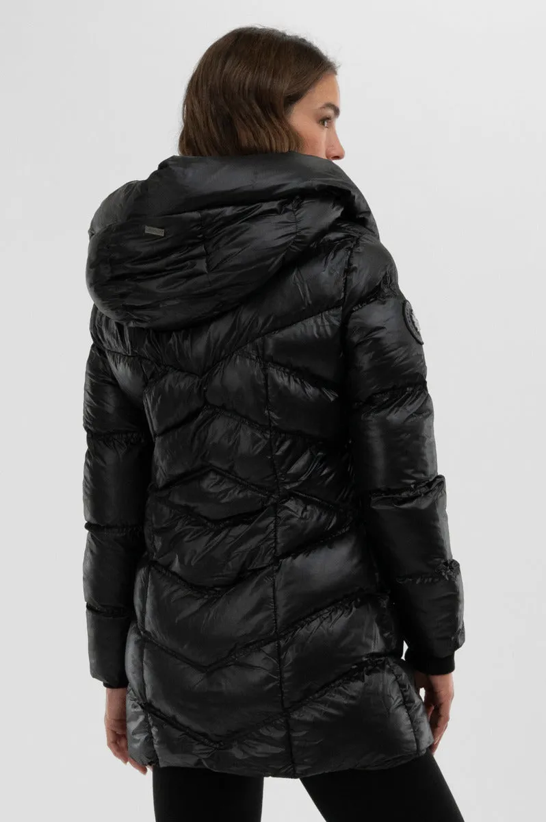 Canada Weather Gear Chevron Quilted Parka Jacket - Black sold by Fairweather product image thumbnail 3