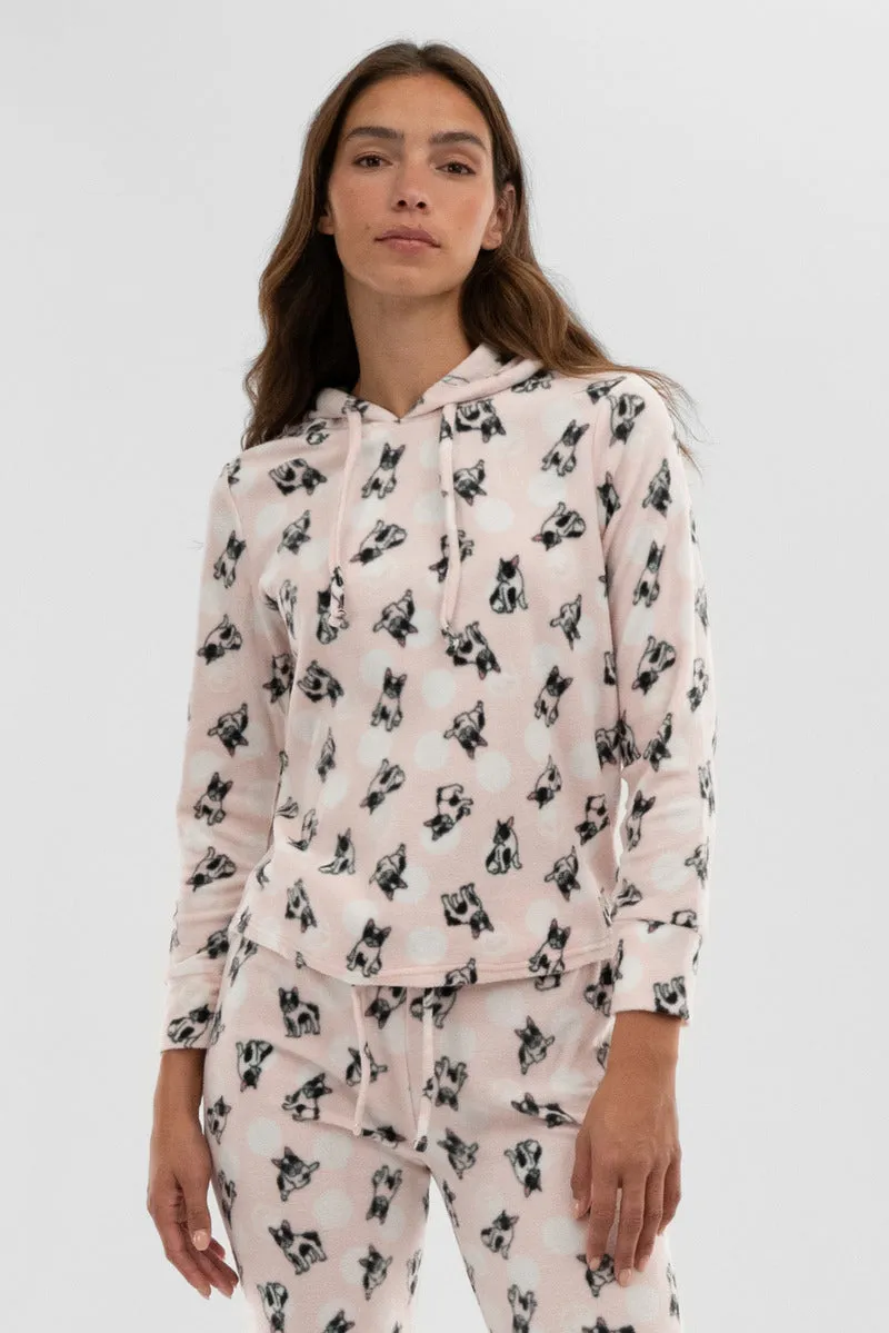 Canada Weather Gear Plaid Hooded Pajama Top - Blush sold by Fairweather