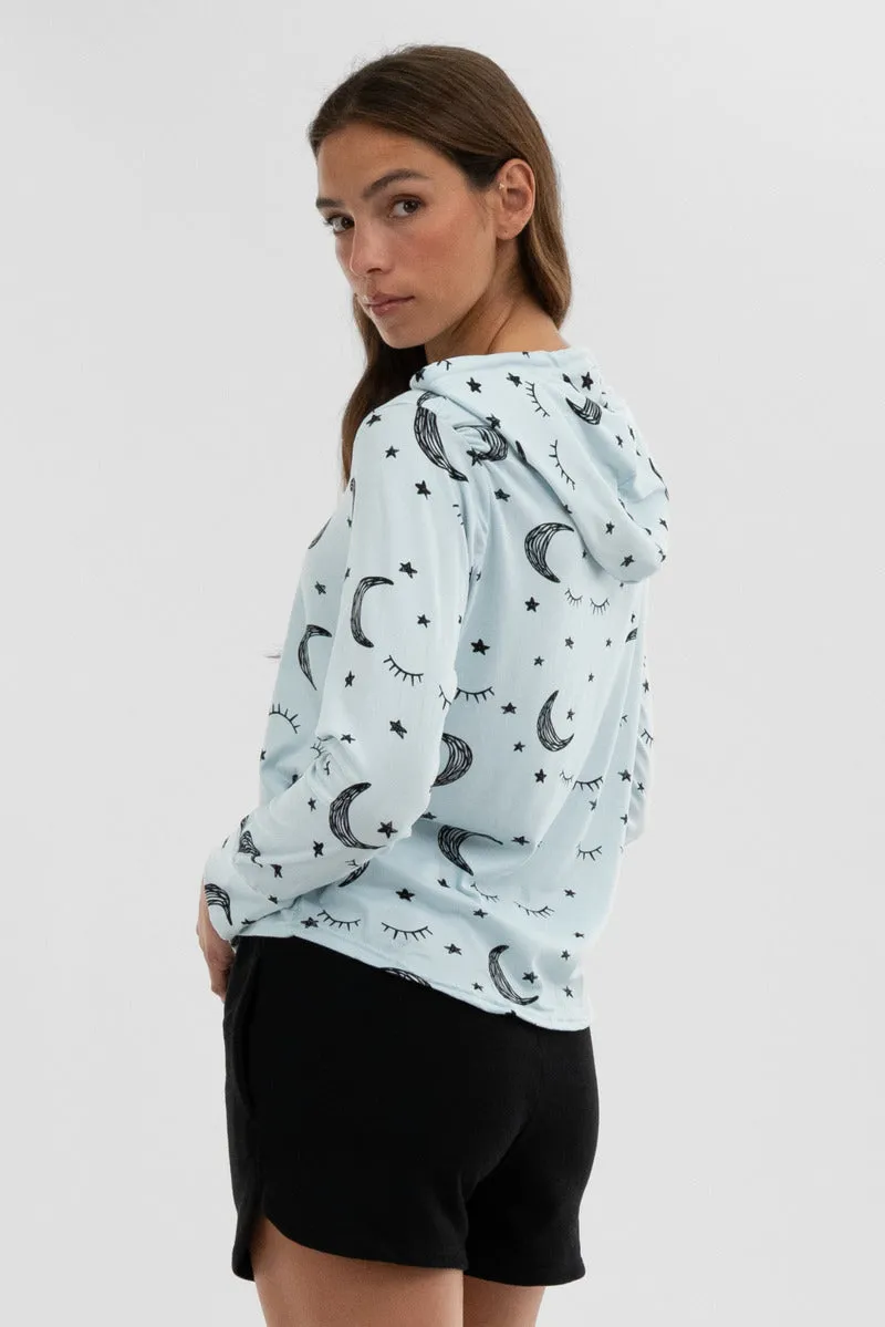 Canada Weather Gear Moon Print Hooded Pajama Top - Blue sold by Fairweather product image thumbnail 3