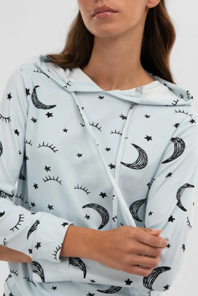 Canada Weather Gear Moon Print Hooded Pajama Top - Blue sold by Fairweather product image thumbnail 4